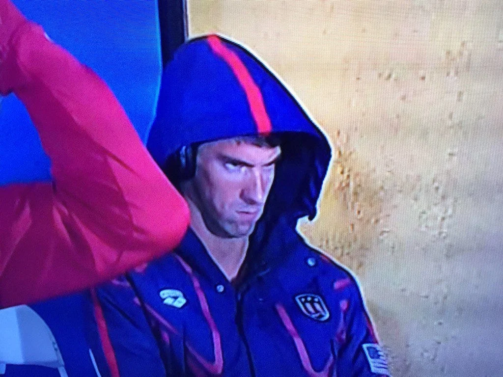 Michael Phelps intense game face meme