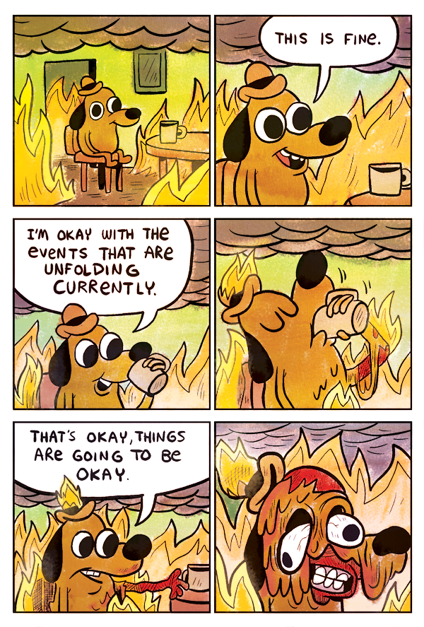 This is fine dog in fire meme
